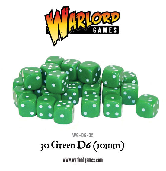 30 Green D6 Dice (10mm)