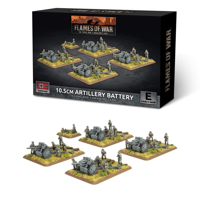 German 10.5cm Artillery Battery (Early) (x4 guns Plastic)