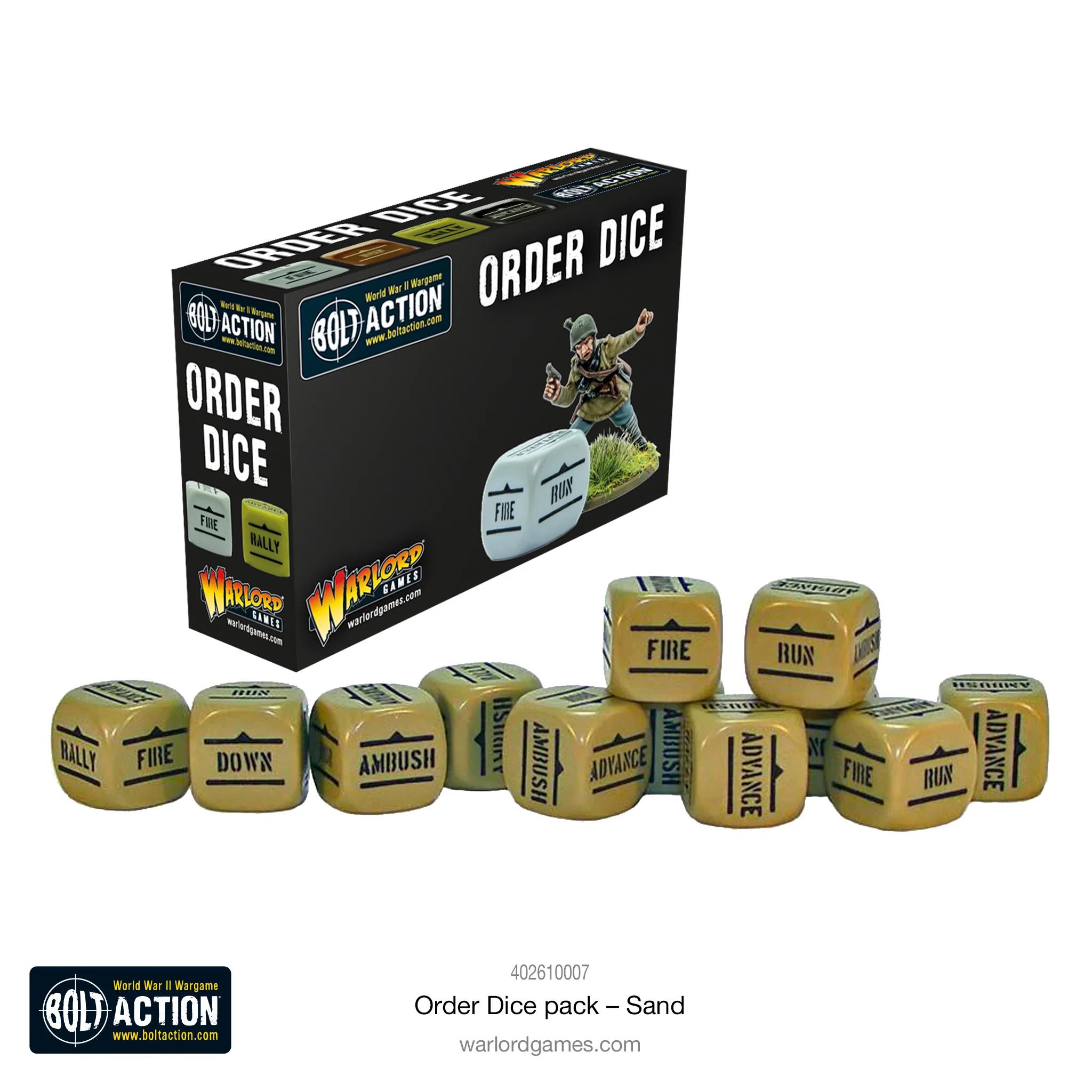 New style: Bolt Action Orders Dice packs - Sand